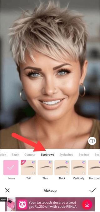 Eyebrow filters-Select eyebrows