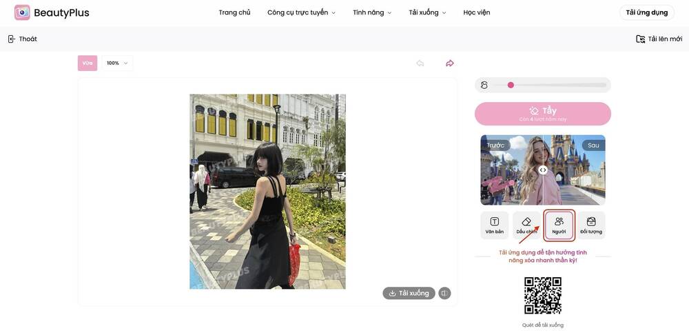 Tải ảnh muốn xóa người trong ảnh